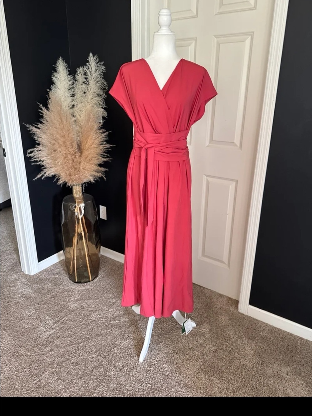 NWT Halara Breezeful V Neck Short Sleeve Pocket Tie Back Quick Dry Midi Dress XL - Picture 6 of 12